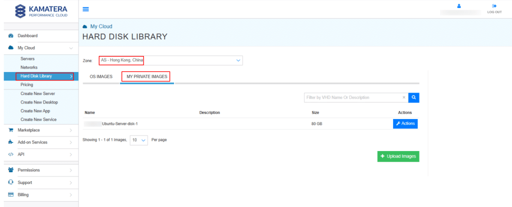 How to create a clone disk image on the Kamatera library