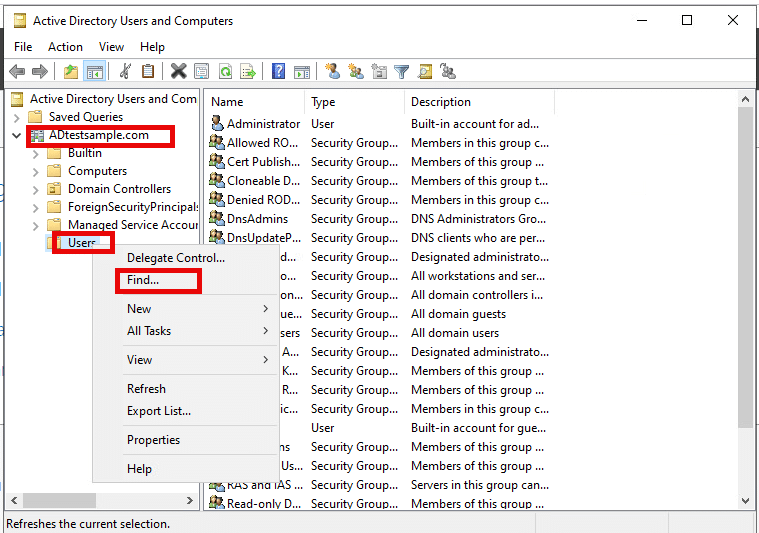 How to create, manage, svand delete users and groups in Active Directory