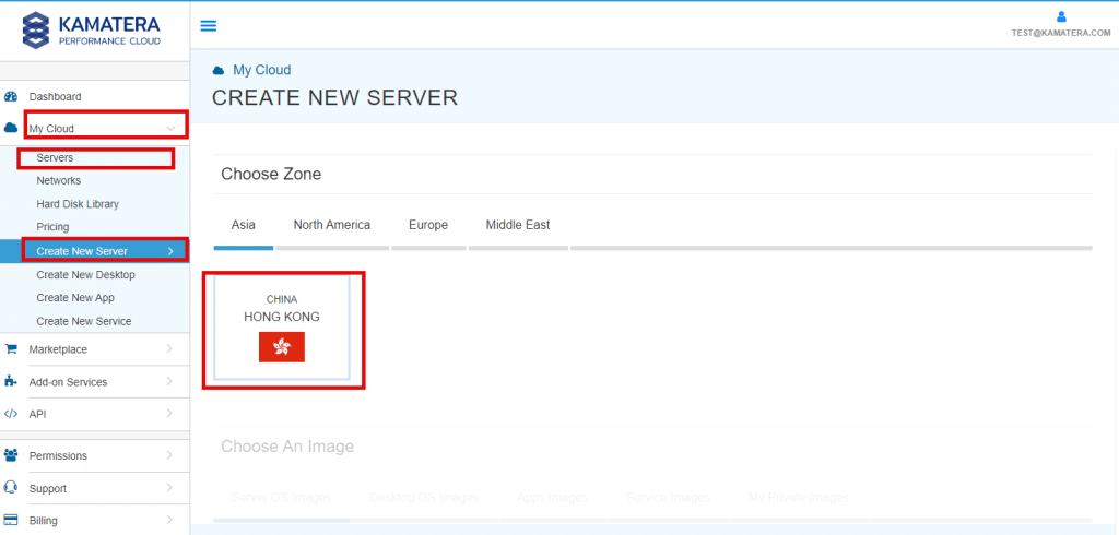 Choose zone for server