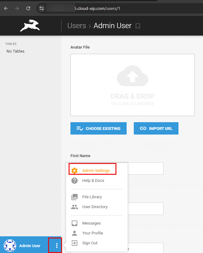 Directus admin user