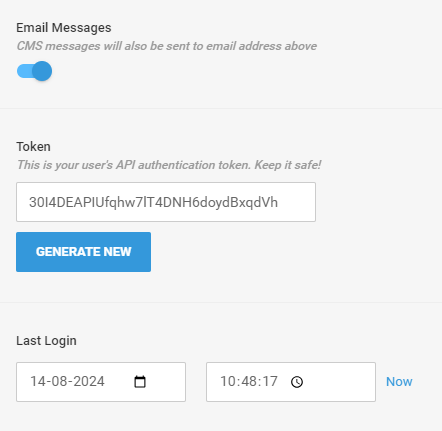 Directus email token