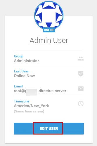 Directus admin user confirmation