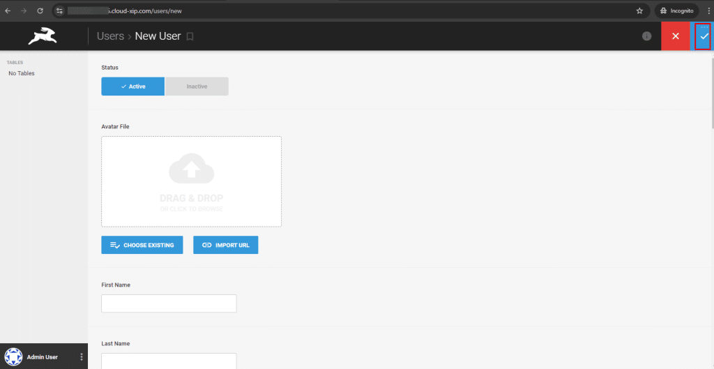 Directus new user