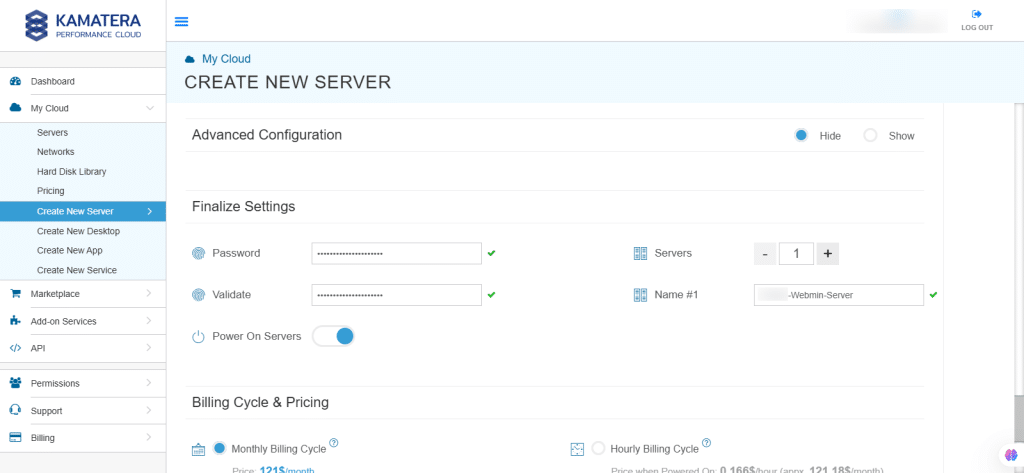 Webmin server management