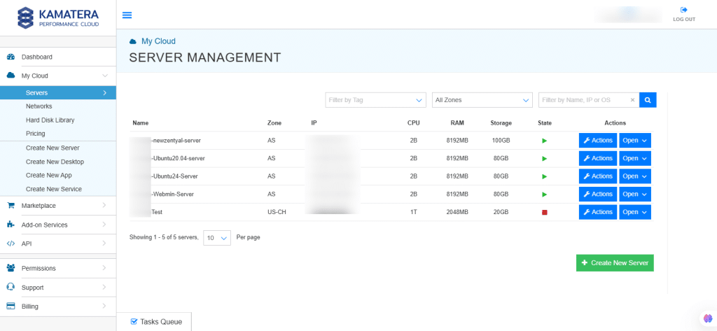 Webmin server management