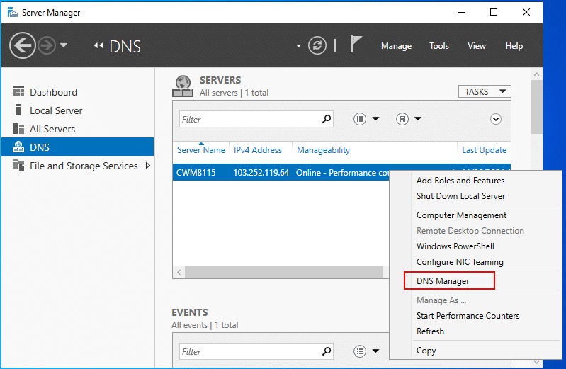 Server manager screenshot