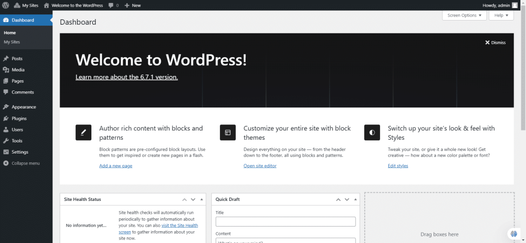 Wordpress screenshot