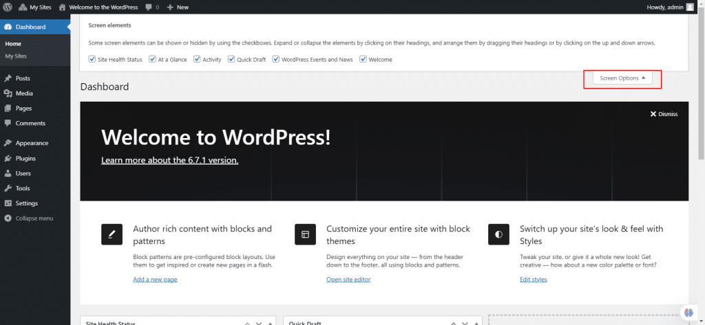 Wordpress screenshot