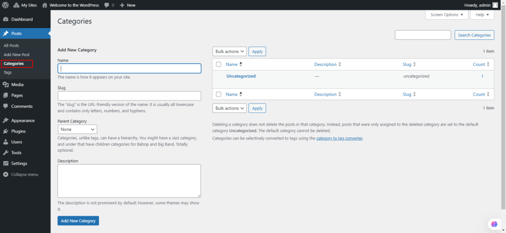 Wordpress screenshot