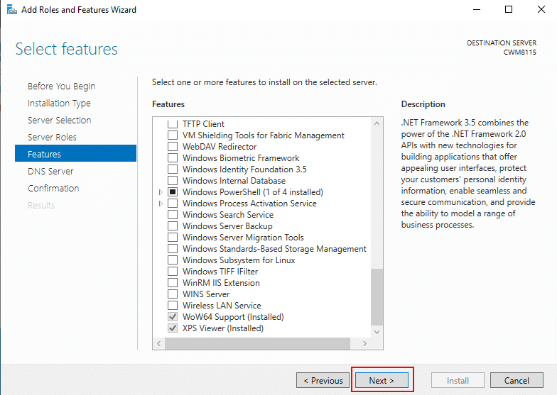 Server manager screenshot