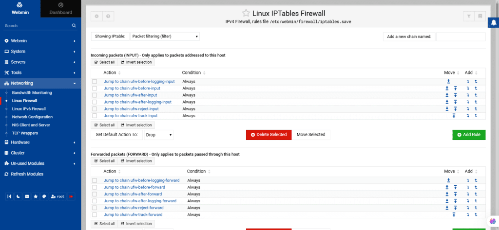 Webmin server management