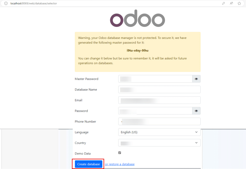 Odoo screenshot