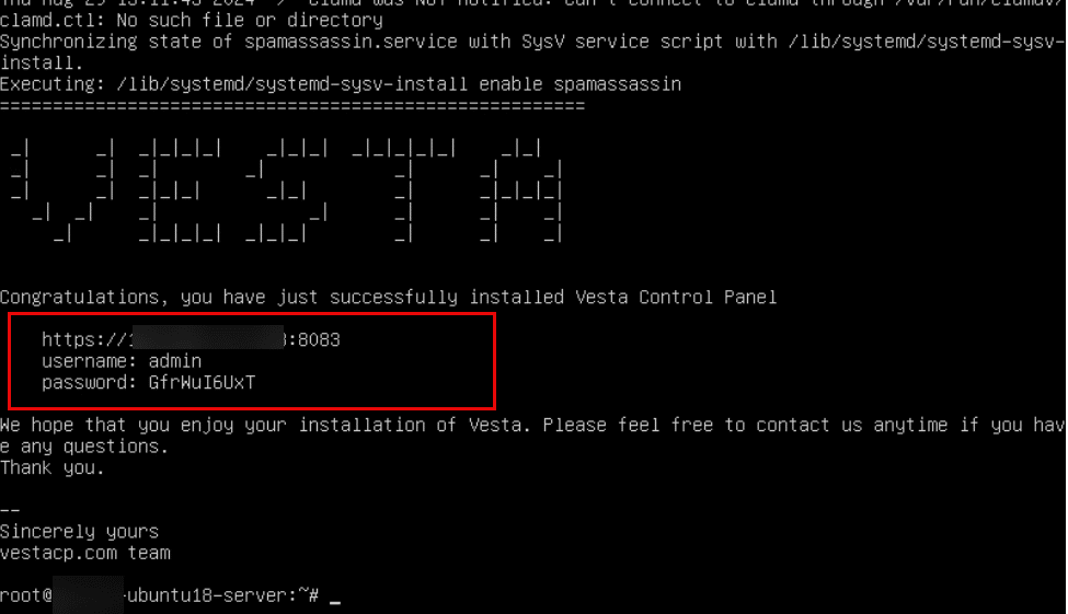 Vesta Control Panel screenshot