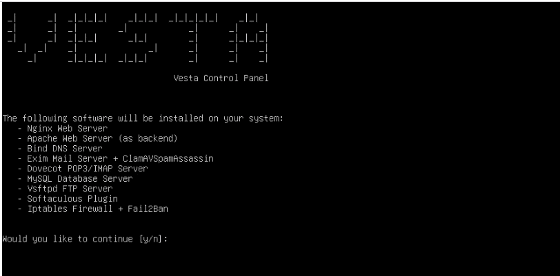 Vesta Control Panel screenshot